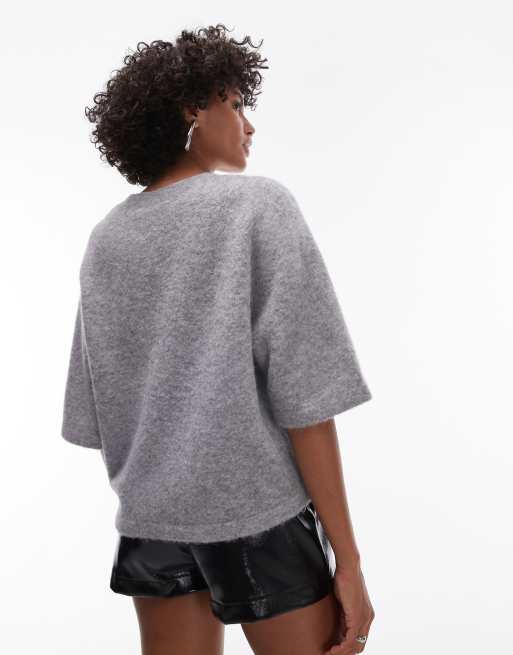 Jersey gris de manga corta de punto de lana de alpaca de & Other Stories, 4 de 4