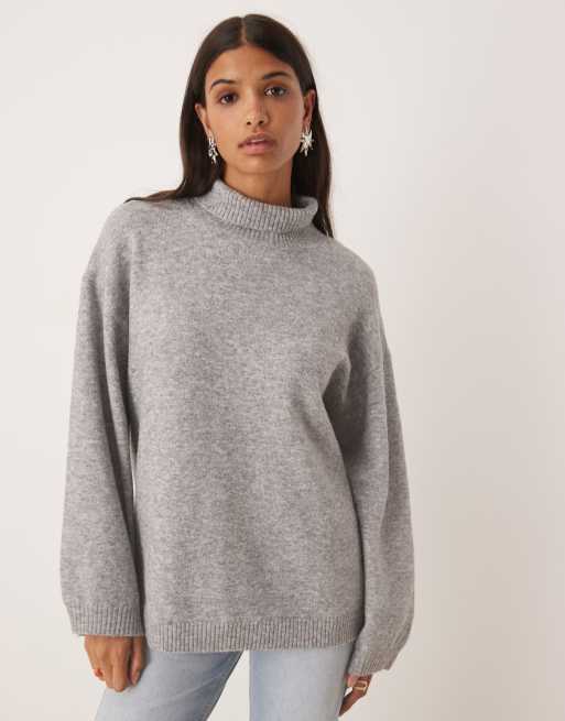 Jersey gris extragrande con mangas anchas de Glamorous, 3 de 4