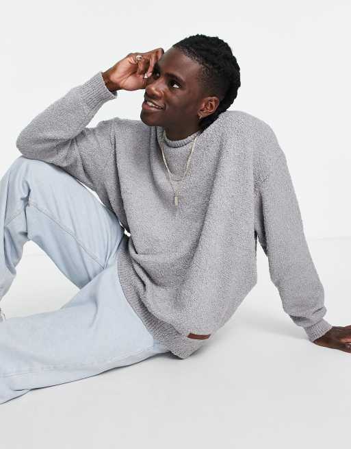 Jersey gris extragrande de punto de bouclé de Mennace (parte de un conjunto)