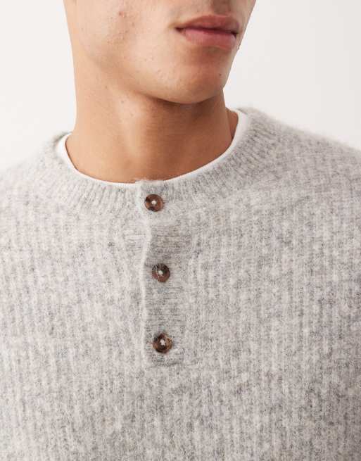 Jersey gris holgado con cuello panadero de punto de mezcla de lana de ASOS DESIGN, 5 de 5