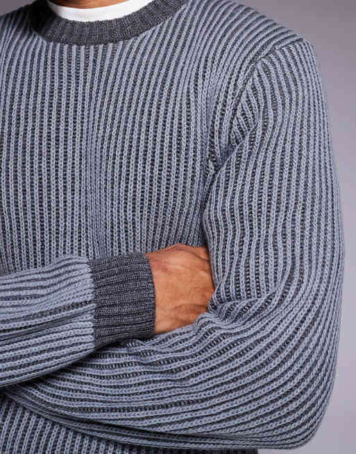 Jersey gris holgado con cuello redondo de canalé plisado de ASOS DESIGN, 5 de 5