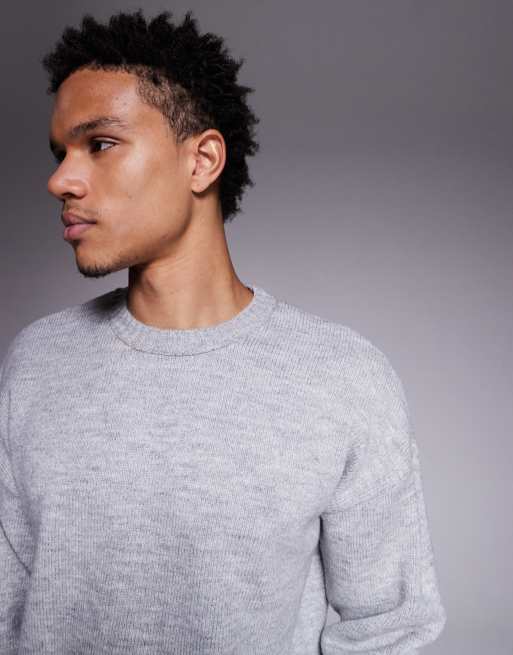Jersey gris holgado con cuello redondo de punto de ASOS DESIGN, 5 de 5
