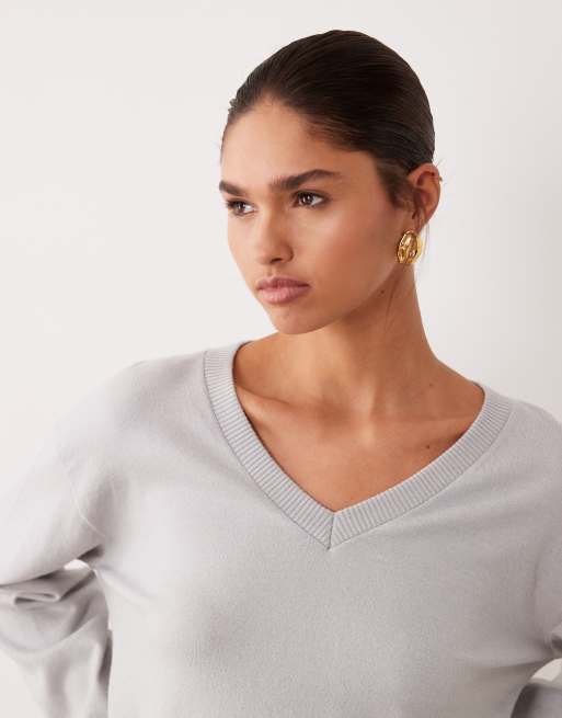 Jersey gris holgado de punto fino de ASOS DESIGN, 3 de 4