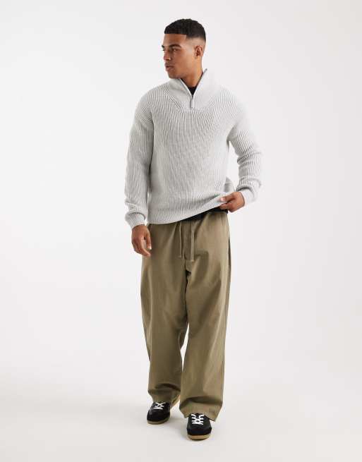 Jersey gris jaspeado con cremallera corta de punto inglés de New Look, 2 de 5