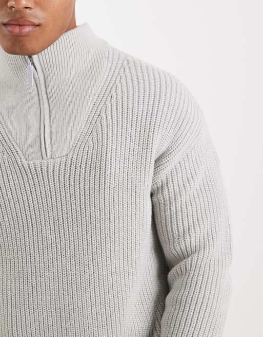 Jersey gris jaspeado con cremallera corta de punto inglés de New Look, 5 de 5