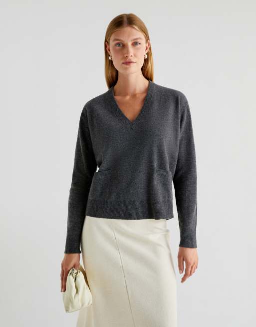 Jersey gris jaspeado con cuello de pico y bolsillo Joy de Scalpers