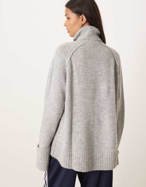 Jersey gris jaspeado con cuello y puños vueltos de JJXX, 4 de 4