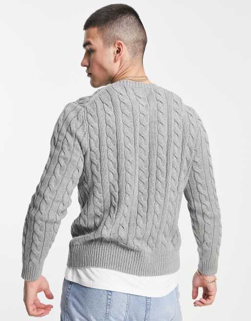 Jersey gris jaspeado con logo de punto de ochos de algodón de Polo Ralph Lauren, 2 de 4