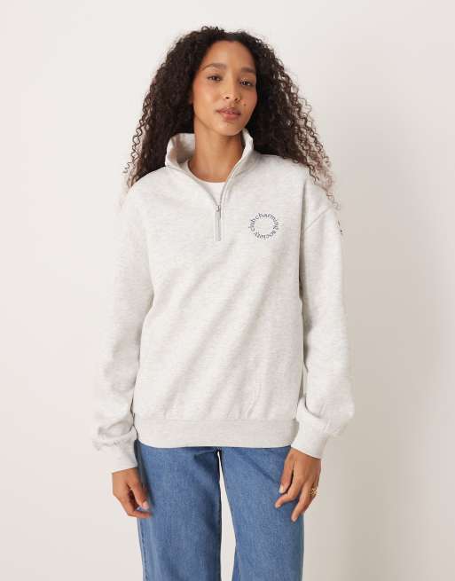 Jersey gris jaspeado con media cremallera Charming Society Club de Gina Tricot