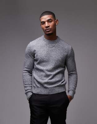 Jersey gris jaspeado de punto de Mango