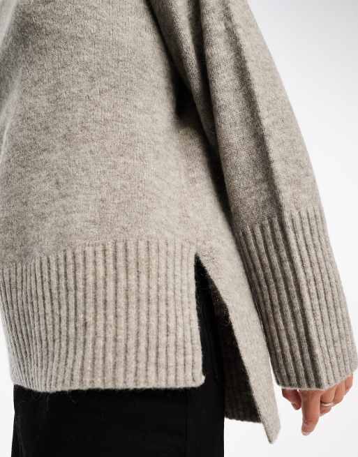 Jersey gris jaspeado extragrande con cuello vuelto de lana de & Other Stories, 3 de 4