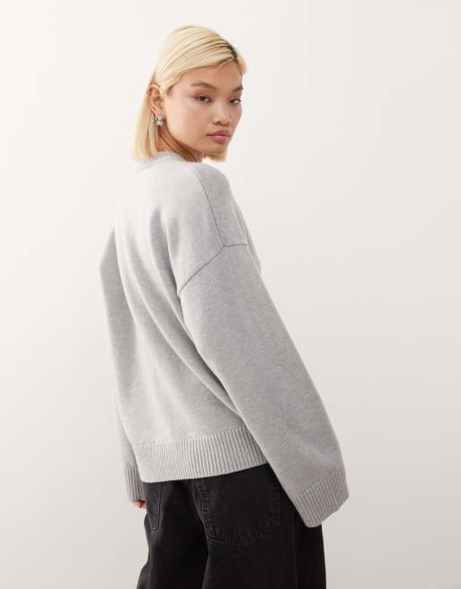 Jersey gris jaspeado extragrande con hombros caídos de Monki, 4 de 4