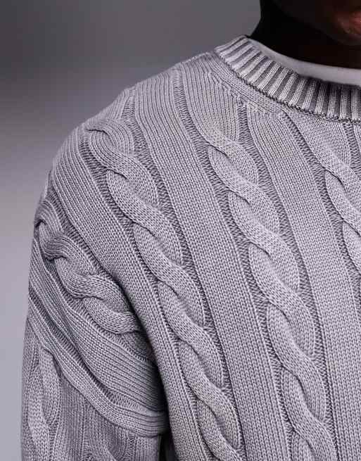 Jersey gris lavado extragrande de punto de ochos de ASOS DESIGN, 5 de 5
