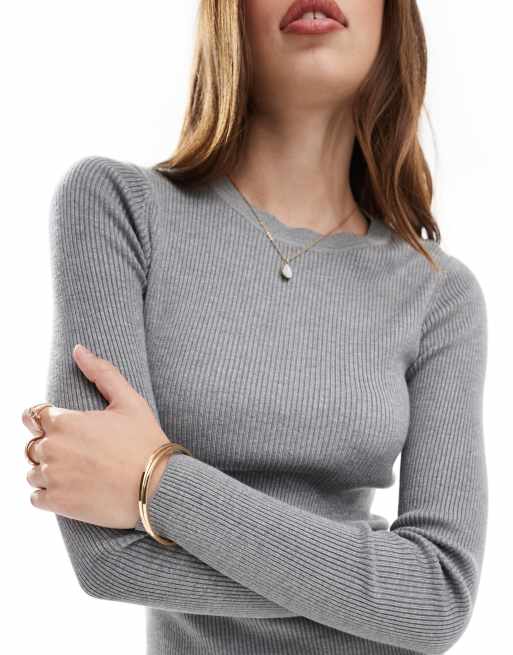 Jersey gris medio con cuello redondo de punto de New Look, 3 de 4