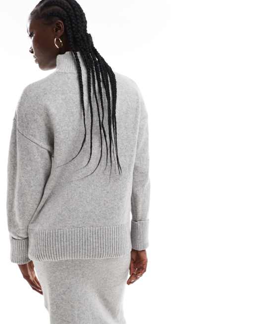 Jersey gris medio de punto con cuello alto y puños vueltos de ASOS DESIGN, 4 de 4