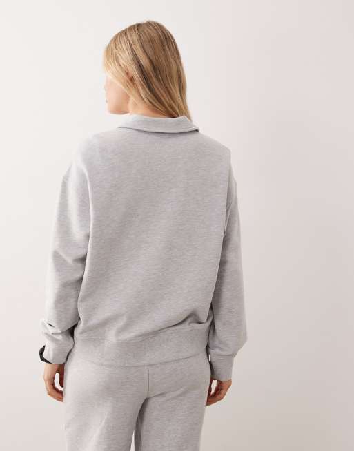 Jersey gris melange con cuello tipo polo de Gina Tricot (parte de un conjunto), 2 de 4