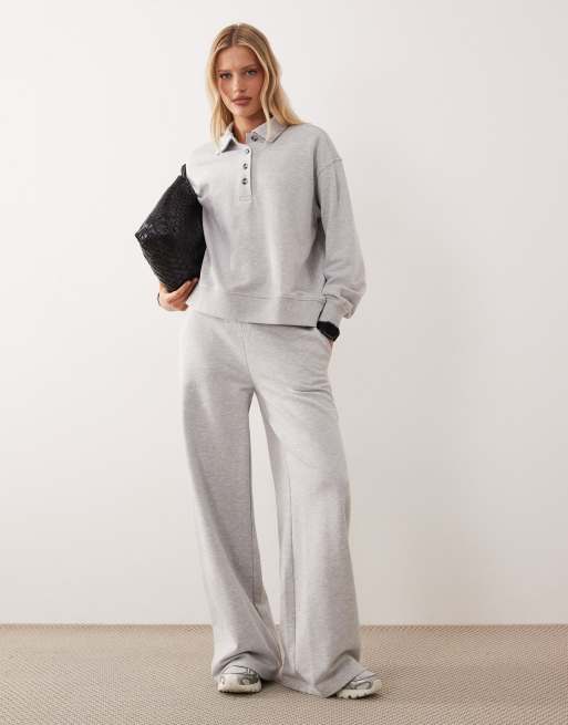 Jersey gris melange con cuello tipo polo de Gina Tricot (parte de un conjunto), 3 de 4