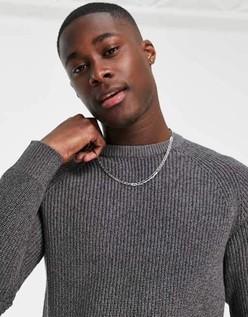 Jersey gris melange de canalé grueso de Selected Homme, 3 de 4
