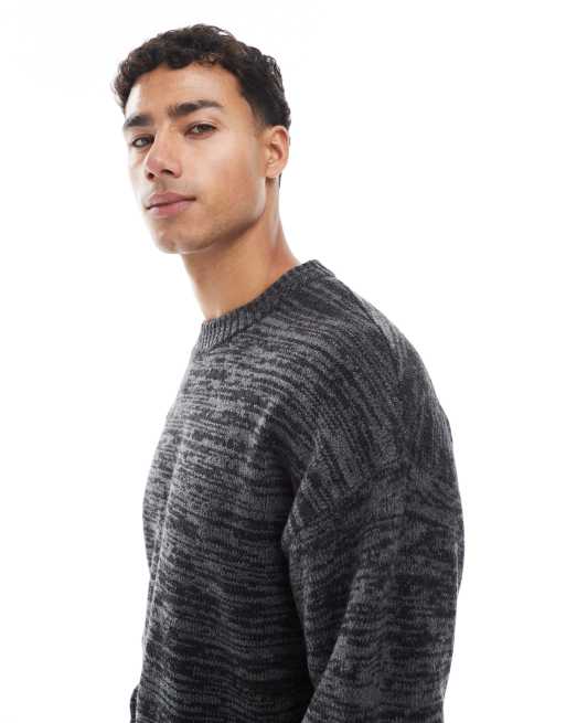 Jersey gris y negro extragrande de punto mullido de Jack & Jones, 2 de 5