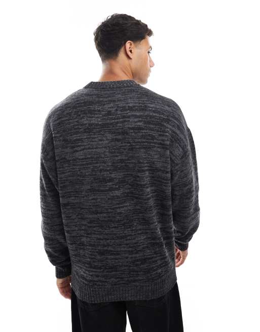 Jersey gris y negro extragrande de punto mullido de Jack & Jones, 4 de 5