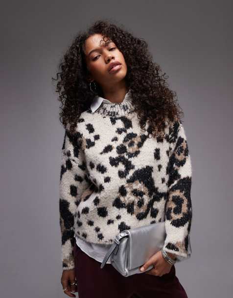 Jersey holgado con patrón de leopardo de punto mullido Ultimate de Topshop - view 1