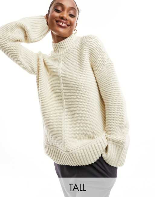 Jersey largo color crema extragrande con detalle de costura premium de Vero Moda Tall