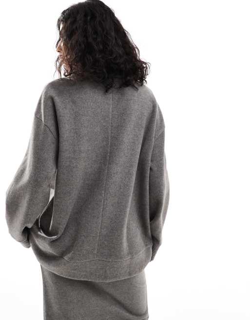 Jersey largo gris carbón jaspeado con cuello vuelto de punto muy suave de ASOS DESIGN (parte de un conjunto), 3 de 4