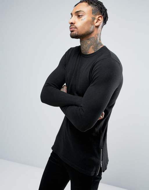 Jersey largo y ajustado en algodón con cremalleras a los lados de ASOS