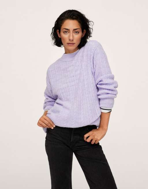 Jersey lila de punto de ochos de Mango