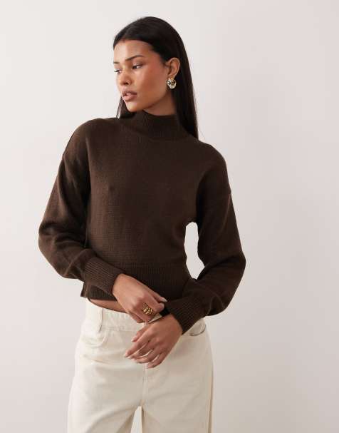 Jersey marrón chocolate con cuello alto de ASOS DESIGN - view 1