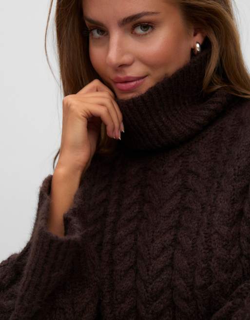 Jersey marrón chocolate de punto de Vero Moda, 4 de 6