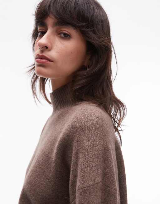 Jersey marrón claro con cuello alto y mangas anchas de punto de & Other Stories, 4 de 4
