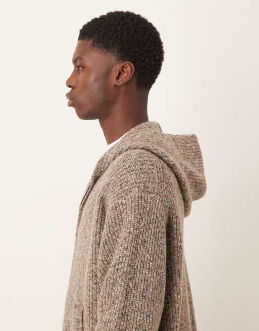 Jersey marrón con capucha y cremallera de canalé de Abercrombie & Fitch, 4 de 5