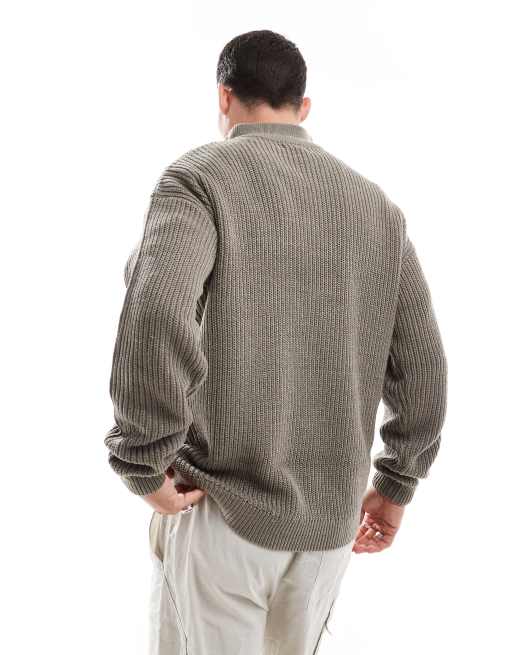 Jersey marrón con cremallera corta de punto inglés de New Look, 2 de 4