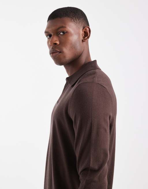 Jersey marrón con muesca en el cuello de punto de ASOS DESIGN, 4 de 5
