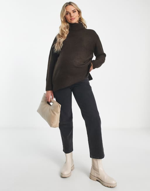 Jersey marrón de cuello vuelto de New Look Maternity, 3 de 4