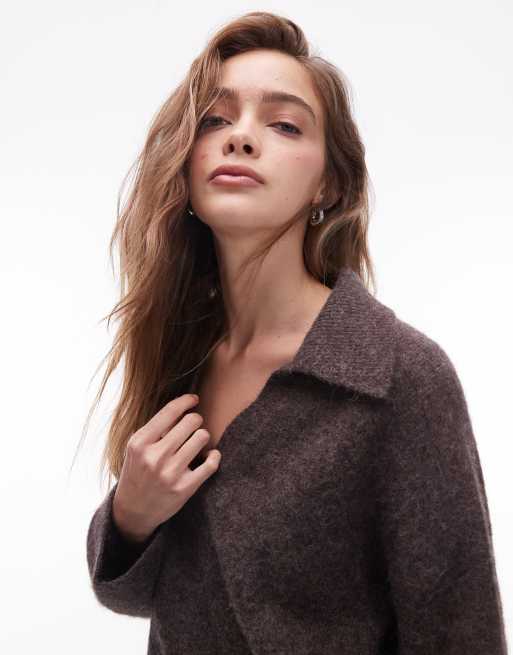 Jersey marrón jaspeado con cuello estilo polo de punto de mezcla de lana de alpaca de ARKET, 4 de 4