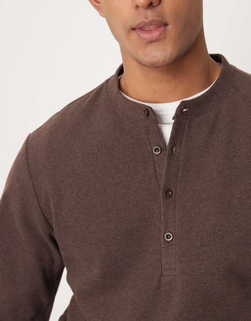 Jersey marrón oscuro de corte cuadrado con cuello panadero de tejido grueso de canalé de ASOS DESIGN, 3 de 4