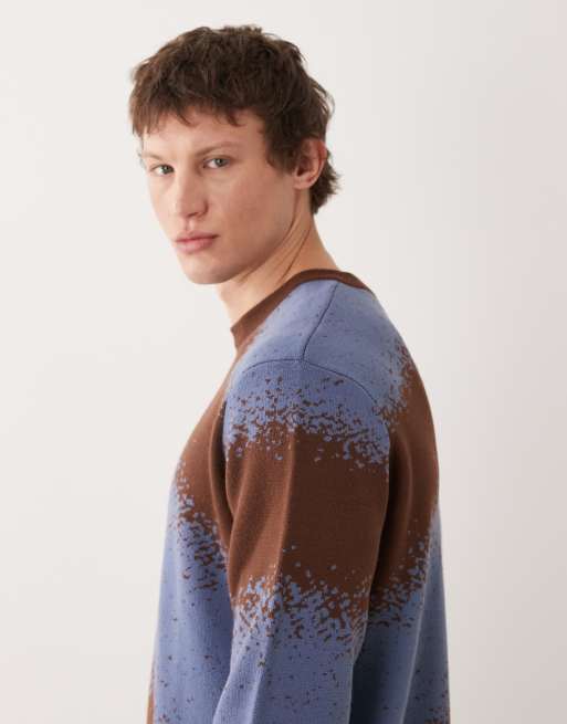 Jersey marrón y azul holgado con estampado gráfico de punto de ASOS DESIGN, 4 de 5