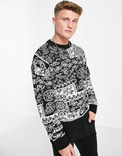 Jersey monocromático con diseño de cachemir de punto de jacquard de Jack & Jones