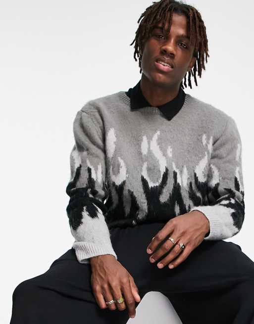 Jersey monocromático con diseño de llama texturizada de punto de ASOS DESIGN