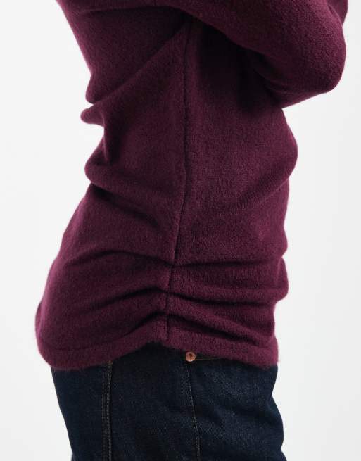 Jersey morado ciruela con escote Bardot fruncido de punto de ASOS DESIGN, 4 de 4
