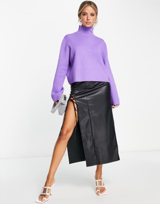 Jersey morado con cuello alto de mezcla de lana de & Other Stories