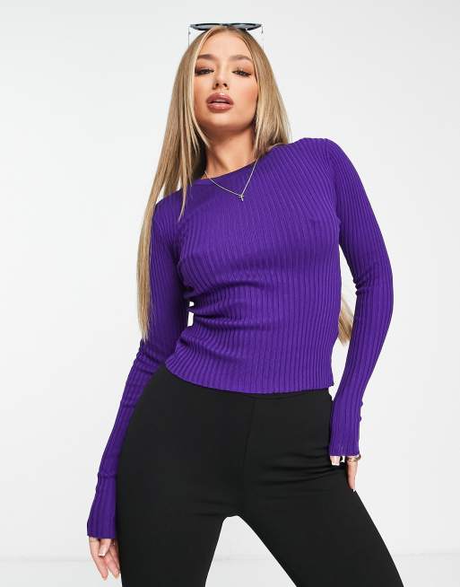 Jersey morado con cuello redondo Hannah de Threadbare