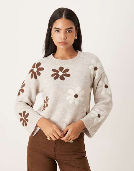 Jersey multicolor con cuello redondo y detalle de flor de punto de Brave Soul, 1 de 4