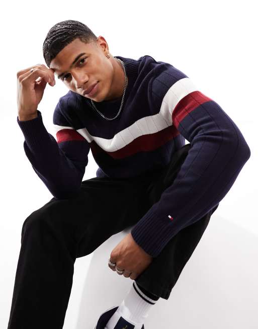 Jersey multicolor con cuello redondo y diseño color block estructurado de Tommy Hilfiger