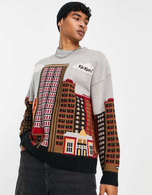 Jersey multicolor con diseño de paisaje de punto de Kickers