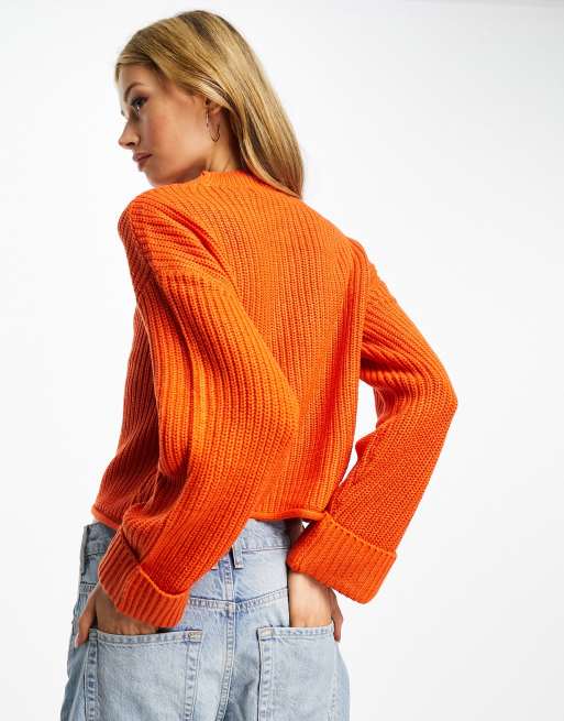 Jersey naranja cómodo con puños vueltos de Vero Moda