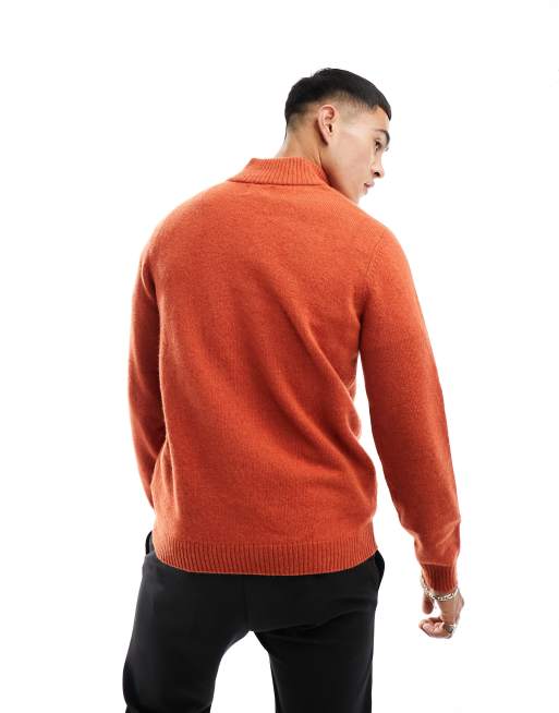 Jersey naranja con cremallera corta de punto de lana de cordero de ASOS DESIGN, 4 de 4