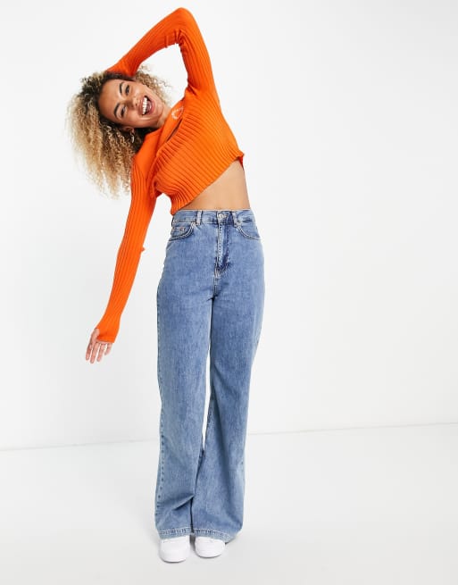 Jersey naranja con detalle de abertura de canalé de ASOS Weekend Collective, 4 de 4